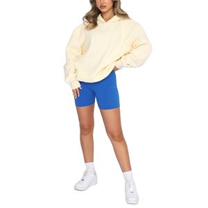 Sweat-shirts pour femmes décontractés à capuche, tendance, en tricot d'hiver, taille plus, jaune clair, de haute qualité, à épaules tombantes - Product Image 3