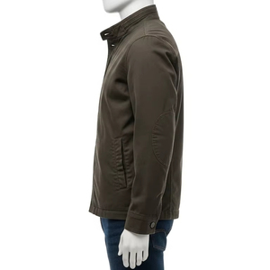 Mens Canvas Jacket With Mandarin Collar Cotton Twill Durable Outerwear Fashionable Casual <b>Coat</b> For Autumn Winter Daily Wear - Product Image 3