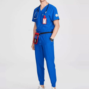 Traje Quirúrgico Simple de Color Sólido y Ajuste Cómodo, Traje Quirúrgico con Tela Elástica y Ajuste Relajado - Product Image 2