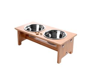 Elegant <b>Wooden</b> Stand With 2 Stainless Steel Dog Bowls High Demand Water Food Luxury Stylish Automatic Feature Box Packed India - Product Image 1