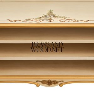 Meuble TV classique de luxe en bois ivoire avec détails peints à la main - Product Image 6