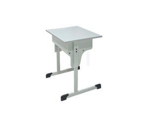 Table d'atelier scolaire durable, monoplace, plateau en bois, réglable - Product Image 1