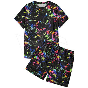 Sublimatedที่กําหนดเองเสื้อยืดชุดสั้นผู้ชายออกกําลังกายสบายๆเสื้อยืดผู้ชายกางเกงขาสั้นระบายอากาศขนาดบวกชิ้นชุดสั้น - Product Image 1
