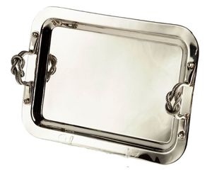 Plateau de service en métal haut de gamme avec poignées à nœud Meilleur design pour le restaurant et la maison Utilisation quotidienne - Product Image 1