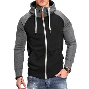 Invierno moda Fitness deportes hombres Casual empalme Color, insertar hombro manga con capucha engrosada recta Sudadera con capucha - Product Image 1