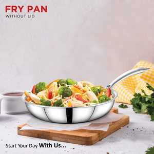 Stainless Steel Riveted Handle Fry <b>Pans</b> without <b>Lid</b> Exotic Silver Shining Durable Design Food Grade Cookware Easy Clean - Product Image 3