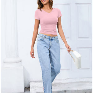 เสื้อครอประบายอากาศน้ำหนักเบาเข้ารูปสำหรับผู้หญิงเสื้อผ้าแฟชั่นผ้าไมโครไฟเบอร์ทรงสลิมฟิตเสื้อยืดลำลองมีสไตล์ใส่สบาย - Product Image 1