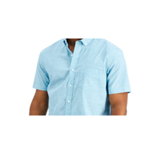 Camicia Casual da Uomo Club Room in Popeline Blu, Taglia Media, 100% Cotone Traspirante Elasticizzato con Design a Quadri, Fornitura ODM - Product Image 2