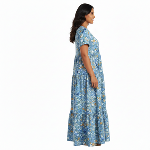 Robe longue élégante bohème à imprimé floral pour femme Unity Luxure, avec poches, décontractée, ample, manches courtes, été - Product Image 3