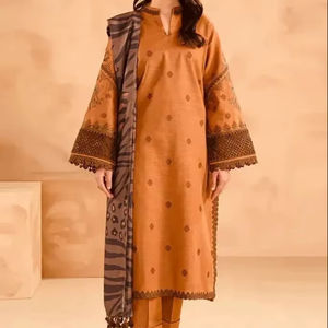 Ensemble Salwar Kameez en Lin Respirant à Séchage Rapide pour Femmes, 3 Pièces, Robe Casual, Couleur Unie, Style Indien Pakistanais, Fête d'Hiver, Haute Qualité - Product Image 1