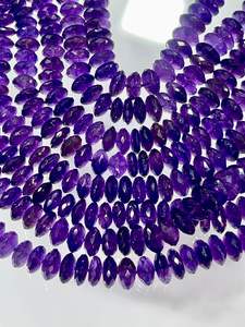 Quartz améthyste violet naturel coupe allemande disque à facettes perles Rondelle 7-8mm 14 pouces brin bijoux bricolage - Product Image 4