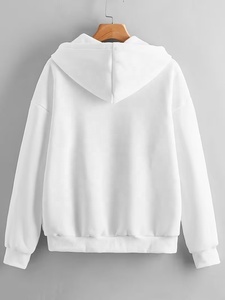Plain Solid 100% Cotton Winter Hoodie Unisex <b>White</b> Cotton Fleece Hooded <b>Zip</b>-<b>Up</b> Sweatshirt Regular Fit Casual Autumn Wear - Product Image 2
