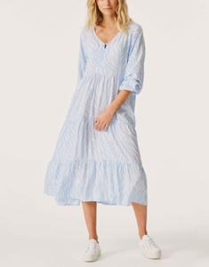 Robe de plage décontractée bleu clair à imprimé, col en V, sexy, grande taille pour femmes - Product Image 3