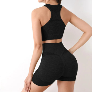 Conjunto Deportivo de 2 Piezas para Mujer, Diseño Personalizado OEM, Sin Costuras, Bloques de Color, Sujetador Deportivo Acolchado y Pantalones de Yoga - Product Image 1