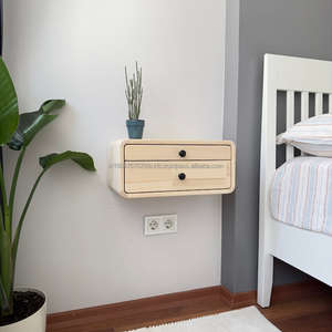 Mesita de Noche Flotante Moderna, Mesa Auxiliar de Pared, Estante Flotante Delgado de Madera, Almacenamiento Ecológico para Sala de Estar y Dormitorio - Product Image 1