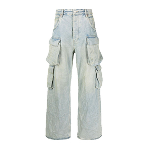 Pantalones Cargo de lona ligeros de alta calidad para hombre, pantalones para correr DE TRABAJO antiarrugas con patrón recto, teñido liso - Product Image 1