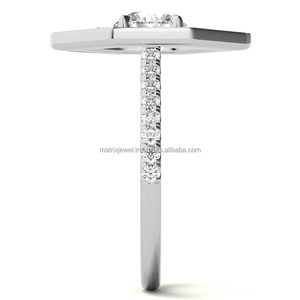 Impresionante anillo de plata 925 con diamantes de laboratorio marquise holandeses engastados en bisel y halo, ideal para regalo. - Product Image 2