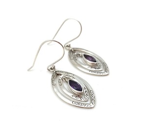 Pendientes de plata hechos a mano de estilo bohemio, joyería de plata de ley 925, pendientes de tendencia de piedras preciosas de amatista, joyería para mujer, regalo para - Product Image 5
