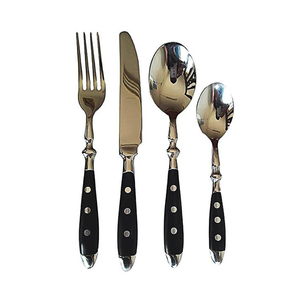 Joli Design Fabricant Direct Inde Métal Argent Miroir Poli Avec Poignée Designer Noir Couverts Couverts Ensemble pour Hôtels - Product Image 1
