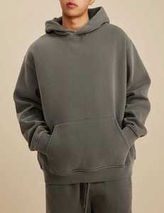 Sweat-shirts à capuche oversize personnalisés pour hommes, en molleton épais, délavé, 100% coton mélangé, hiver, brodés et imprimés sur mesure - Product Image 1