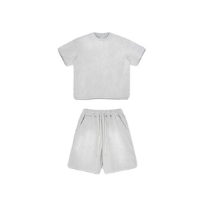 Conjuntos de dos piezas de calidad superior Twin Sets 100% algodón de manga corta para hombres y conjuntos de camiseta con tela personalizable - Product Image 2