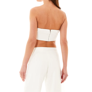 Crop top pour femmes 2024 en mélange de rayonne et de polyester tissé, fermeture éclair au dos, uni, teinture unie, vêtements d'été fabriqués au Vietnam - Product Image 3