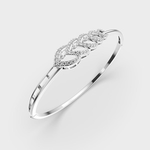 IGI Certified Round Lab Grown Diamond <b>Leaf</b> Cluster Bangle Bracelet in 9K Yellow / White / Rose Gold - Product Image 2