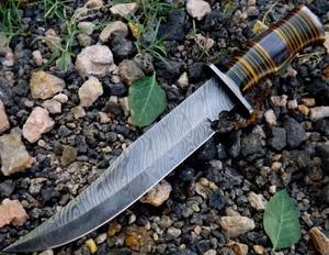 Custom Handmade Damascus Steel Hunting Bowie Knife with <b>Leather</b> Sheath Beautiful KNIVES MAKER DIY Grade OEM Available - Product Image 6