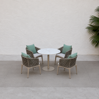 Chaises de salle à manger d'extérieur en rotin PE pour hôtel, restaurant, café, ensemble de fauteuils en aluminium personnalisés OEM, résistants aux intempéries