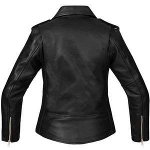 Chaqueta con cuello levantado de piel de oveja auténtica para mujer, estilo motorista, forro de satén, transpirable, diseño personalizado, cremallera - Product Image 6