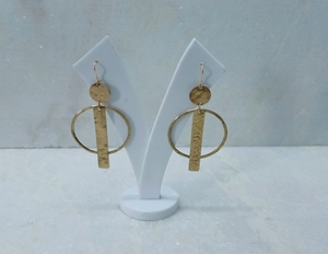 <b>Antique</b> Black and <b>Gold</b> Brass Metal Stud Earrings Fashionable Partywear Hammered Wire Circle Design <b>Bangles</b> - Product Image 4