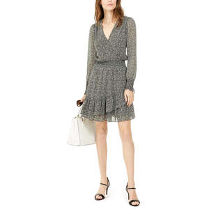 Abito lungo da donna Michael Kors verde floreale a maniche lunghe con tecnica all'uncinetto, traspirante e naturale, ideale per il giorno, taglia XS - Product Image 1