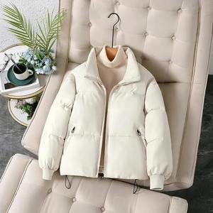 Elegante chaqueta acolchada de algodón de Invierno para mujer, nuevo cuello levantado, Parka de nieve, cinturón, bolsillo, abrigo grueso y cálido, estampado de punto - Product Image 3