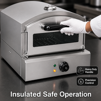 Oven Pizza Listrik Komersial 2kW Countertop Stainless Steel untuk Kafe, Warung, Mesin Pembuat Roti Panggang