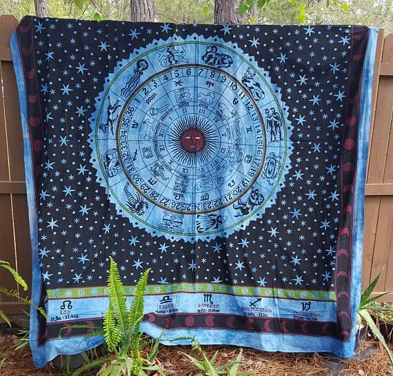 New Zodiac Sign Mandala Tapestry Astronomy Hippies Boho Tapestry College Decor