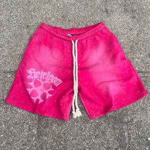 Custom DTG Printed French Terry Jogging <b>Shorts</b> Street Wear 100% Cotton Men's <b>Shorts</b> Diamond Rhinestones <b>Shorts</b> - Product Image 2