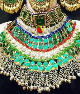 Nuevo conjunto de joyería personalizada tradicional afgana Vintage anillos gargantilla pendientes Bindi Tikka Acero inoxidable regalos de fiesta de boda alto - Product Image 3