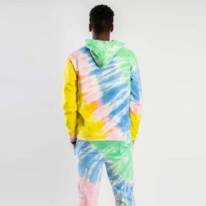 Ensemble sweat-shirt et pantalon de survêtement en molleton pour homme, motif tie-dye pastel, deux pièces, coupe ajustée, décontracté, athlétique, pour l'entraînement - Product Image 2