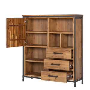 ตู้ห้องนั่งเล่นสไตล์ใหม่ตู้เสื้อผ้าเฟอร์นิเจอร์ไม้เนื้อแข็งพร้อมกล่องเก็บกรอบโลหะและลิ้นชักเก็บของสำหรับตกแต่งบ้าน - Product Image 3