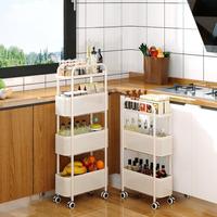 Étagère de rangement pour épices étroite à trois couches en métal avec roues universelles Organisateur de salle de bain cuisine à domicile