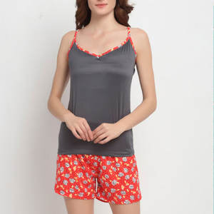 Premium Women's <b>Above</b>-Knee Sleeveless Top Shorts Set with Easy Wear Drawstring Solid Pattern Knitting Fabric Made in Pakistan - Product Image 1