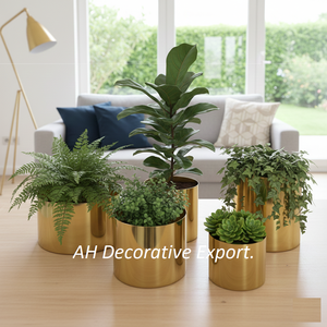 Ensemble de vases à fleurs en acier inoxydable poli de luxe avec arrangement floral artificiel pour la décoration de la maison et des événements - Product Image 2