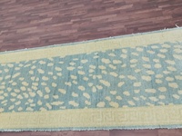 Luxe grand 2.6x12 bleu coureur tapis noué à la main motif floral bas Pile coupe Pile Technique lavable pour porte couloir escaliers