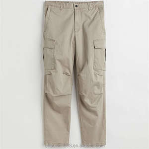 Pantalon Cargo en coton polyester pour hommes noirs avec poche latérale et logo personnalisé coupe décontractée durable en plein air - Product Image 3