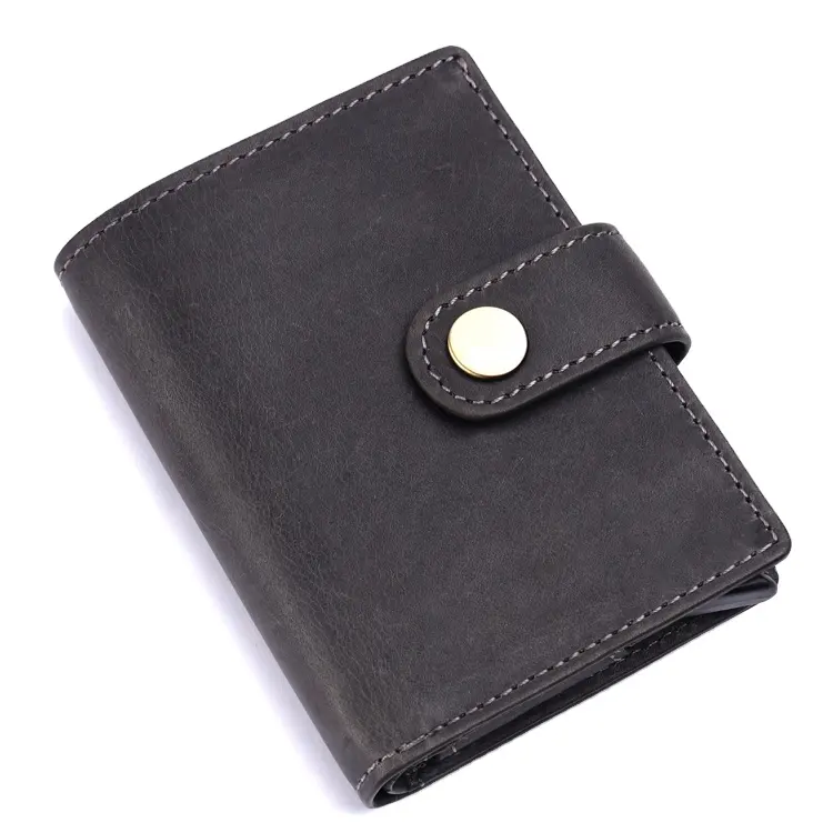 Luxury Handmade Customized Logo Genuine Leather ID Card Holder Wallet Slim Card Holder Credit Card Cover for Sale