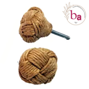 Modern Handmade Jute Rope Woven Wooden Bone Horn Brass Cabinet Knobs Drawer <b>Wardrobe</b> Pulls Kitchen Bathroom Bedroom Dresser Use - Product Image 1