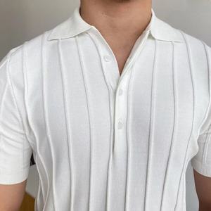 Camiseta de punto de algodón puro de fabricante OEM para hombre, camiseta informal de manga corta, ropa de verano transpirable, logotipo personalizado - Product Image 2