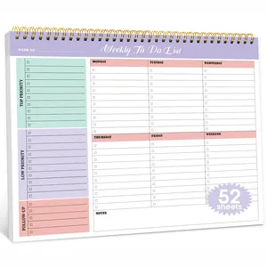 Novo Personalizado 2024 2025 cadernos agenda diária semanal calendário espiral mensal sem data planejador diário treino planejador