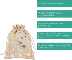 Small Gift Bags Burlap Bags With Drawstring Reusable Jute Bags for <b>Birthday</b> Wedding Party <b>Favors</b>, Halloween, Christmas OEM - Product Image 5