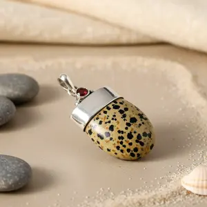 925 Silver Dalmatian Jasper Pendant for Women Rose <b>Gold</b> Platinum Gemstone Religious Jewelry Rhodium Anchor <b>Number</b> Rhodium - Product Image 2